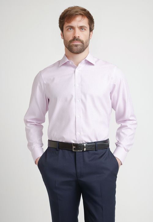Camisa Formal Hombre Non Iron Microdiseño Regular Travel Rosado