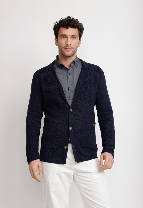 Cardigan 3 Botones Algodón Paulo Azul Marino
