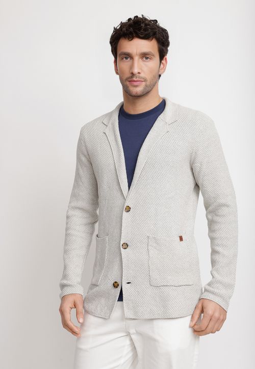 Cardigan 3 Botones Algodón Paulo Beige