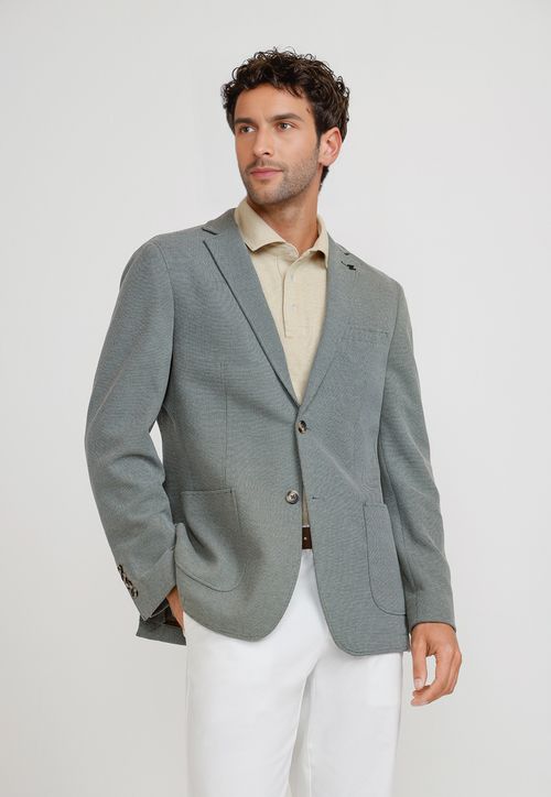 Chaqueta Hombre Tejida Basic Verde Melange