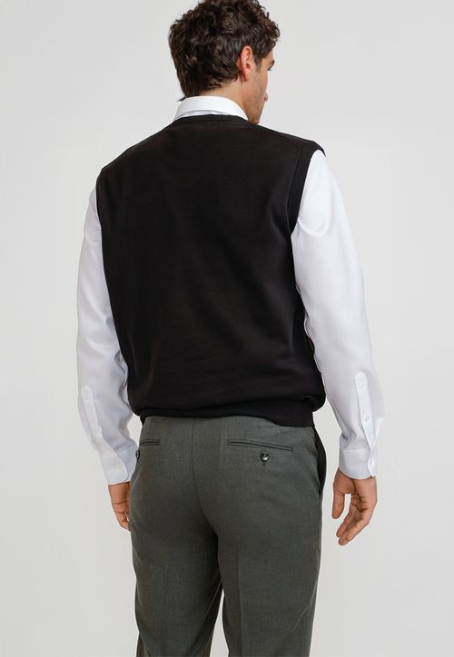 Sweater Cuello V Sin Mangas Algodón Seda Negro