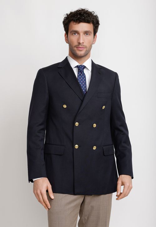 Chaqueta Hombre Formal Cruzada 100% Lana Classic Azul Marino