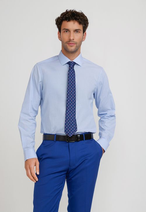 Camisa Hombre Formal Algodón Classic Celeste