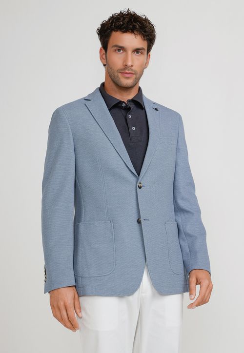 Chaqueta Hombre Tejida Basic Azul Melange