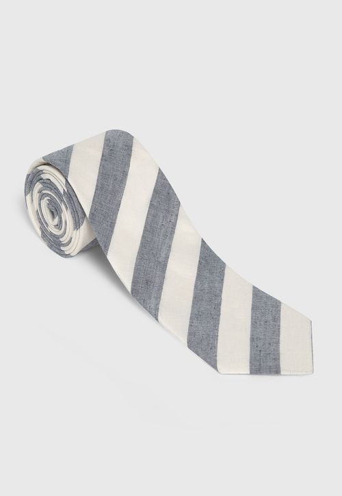 Corbata Formal Hombre Lino Rayas Travel Azul Marino