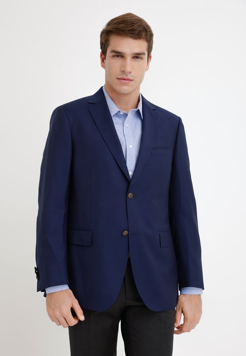 Chaqueta Formal Hombre Lana S100'S Liso Slim Mix&Color Azul