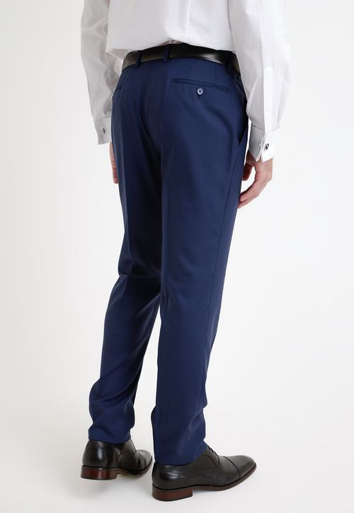 Pantalón Formal Hombre Lana S100'S Liso Slim Perfect Suit Azulino