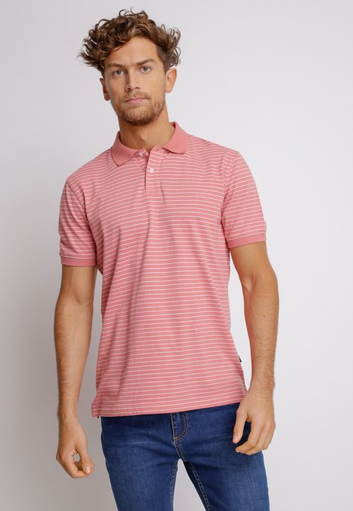 Polera Manga Corta Hombre Slim Fit Max Algodón Coral