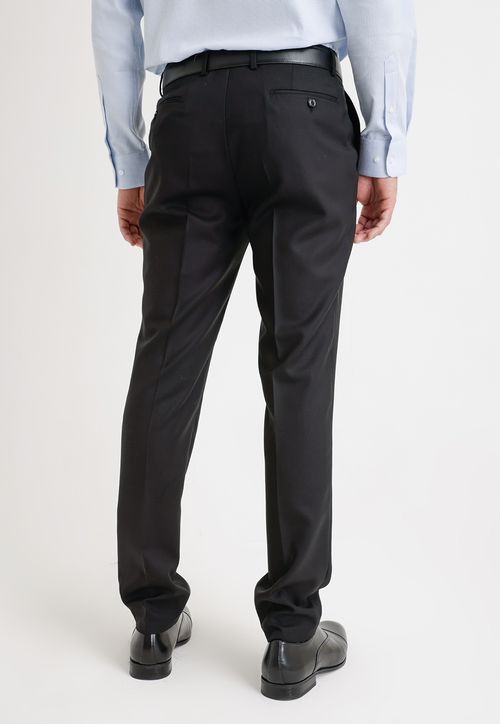 Pantalón Formal Hombre Lana S100'S Liso Slim Perfect Suit Negro