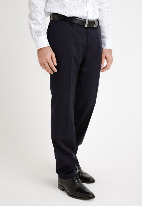 Pantalón Formal Hombre Lana S100'S Liso Regular Mix&Color Azul