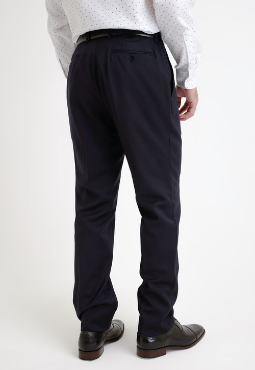 Pantalón Formal Hombre Lana S100'S Liso Regular Mix&Color Azul