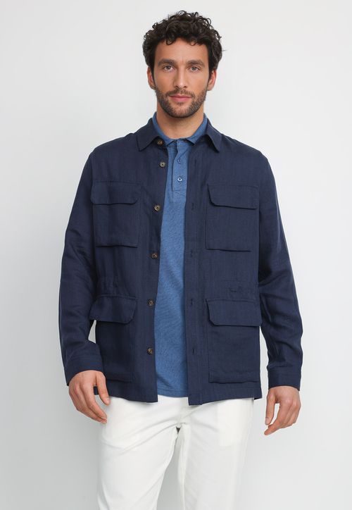 Chaqueta Tencel Lino Tiziano Azul