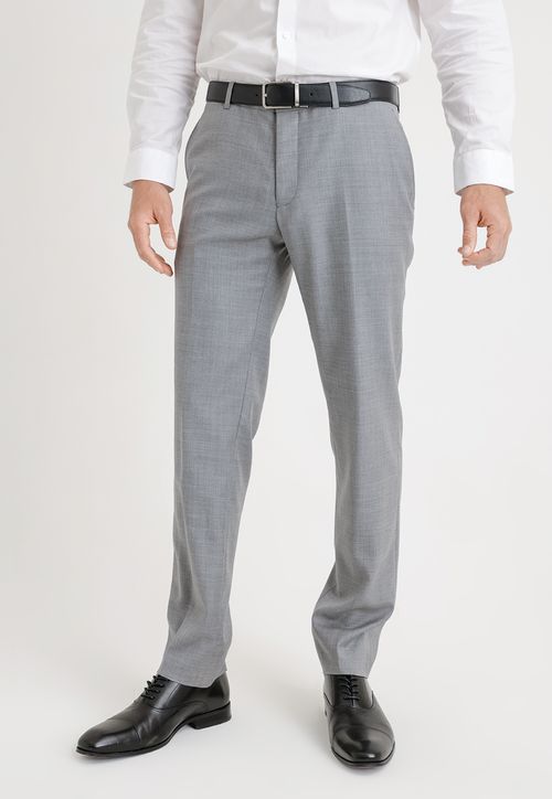 Pantalón Formal Hombre Lana S100'S Sarga Slim Travel Gris