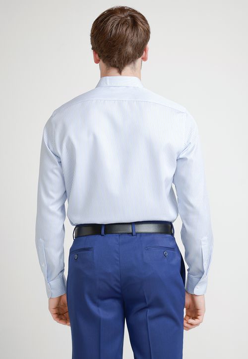 Camisa Formal Hombre Non Iron Líneas Slim Travel Blanco/Celeste
