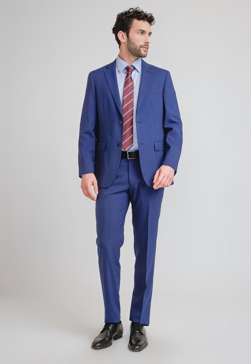 Traje Hombre Formal Lana S100'S Travel Azul