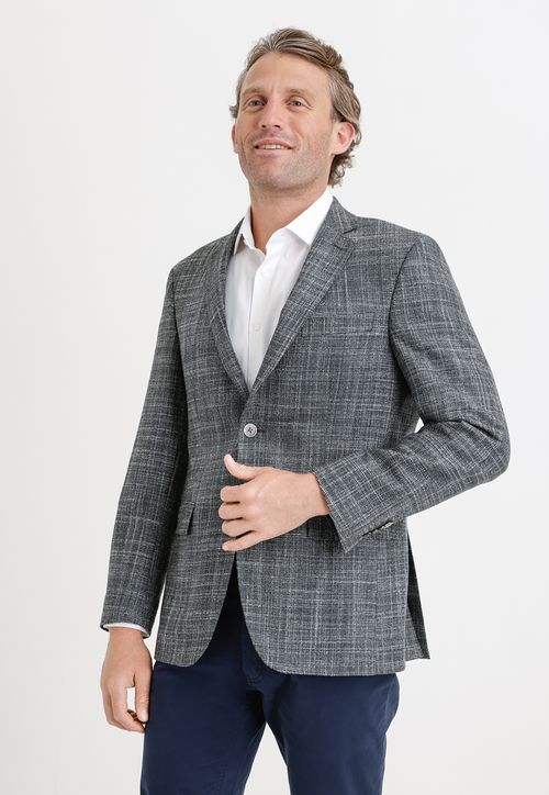 Chaqueta Formal Hombre Mezcla Lana Seda Fantasía Slim Sartorial Verde
