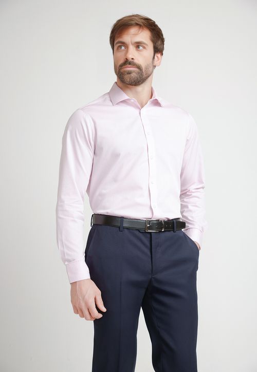 Camisa Formal Hombre Mezcla Algodón Regular Executive Rosado