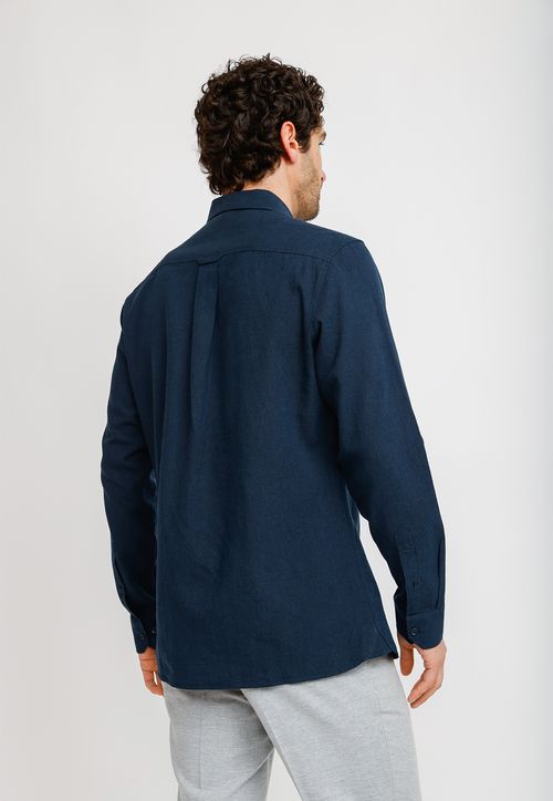 Camisa Lino Algodón Braulio Azul Marino