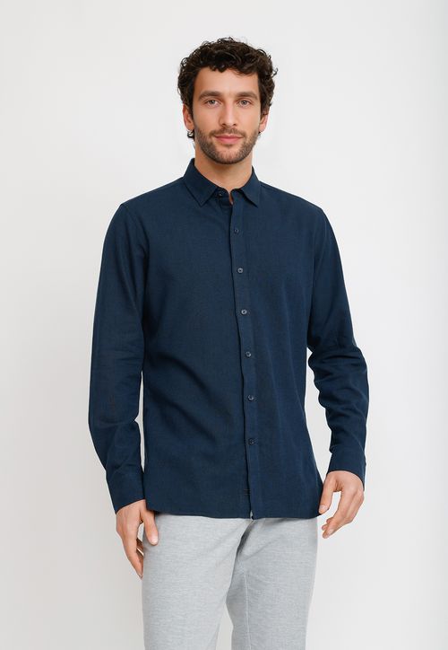 Camisa Lino Algodón Braulio Azul Marino