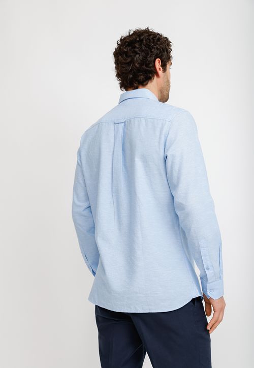 Camisa Lino Algodón Braulio Celeste