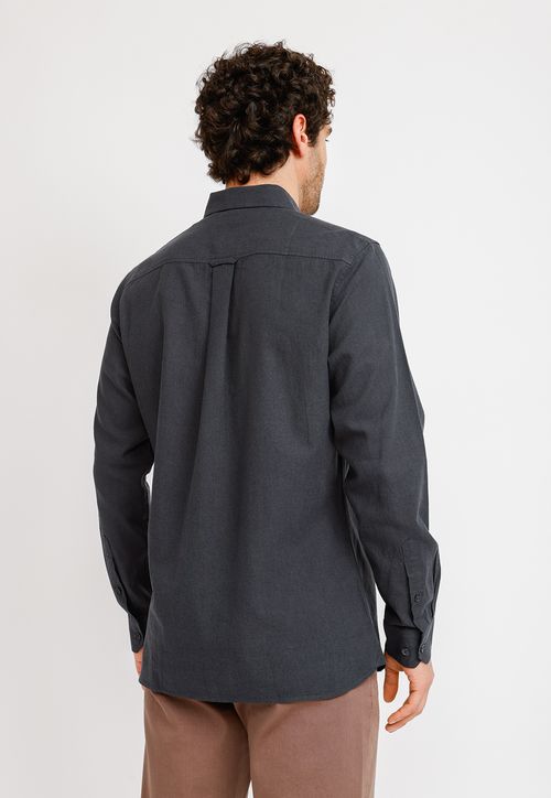 Camisa Lino Algodón Braulio Gris Oscuro
