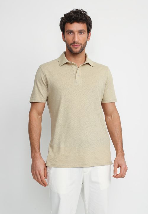 Polera Polo Lino Algodón Morrís Beige