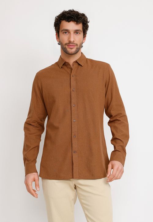 Camisa Lino Algodón Braulio Café