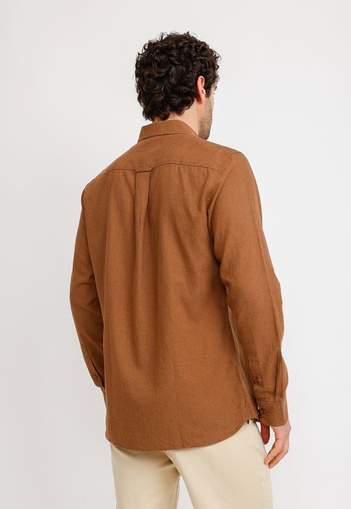 Camisa Lino Algodón Braulio Café
