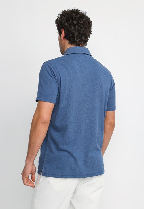 Polera Polo Lino Algodón Morrís Azul