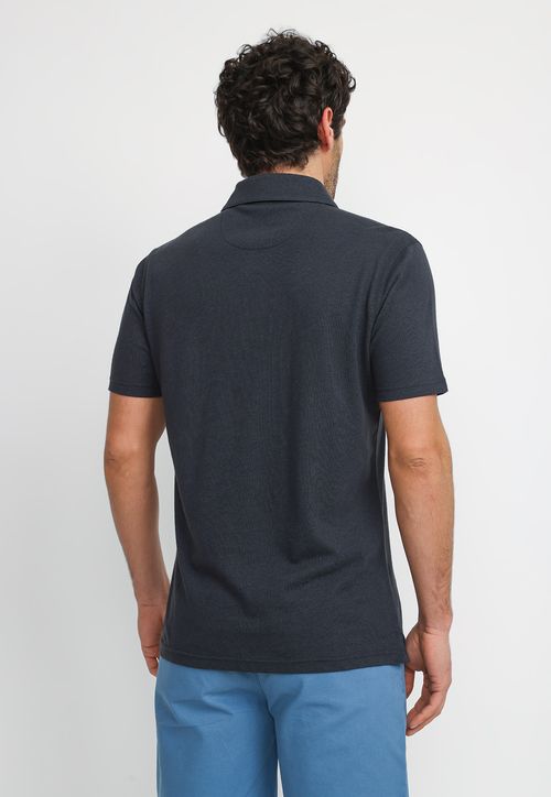 Polera Polo Lino Algodón Morrís Azul Marino