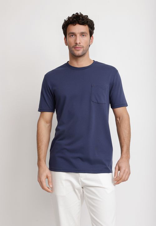 Polera Cuello C Algodón Pima Marcus Azul Marino