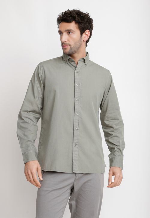 Camisa Lisa Algodón Basilio Verde