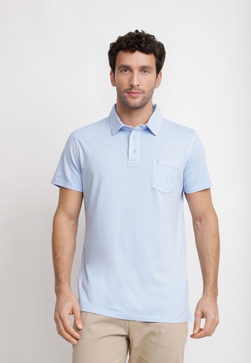 Polera Polo Algodón Pima Marc Celeste