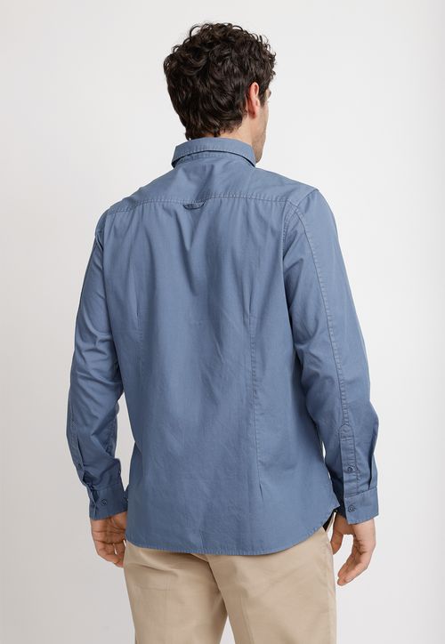 Camisa Lisa Algodón Basilio Petróleo