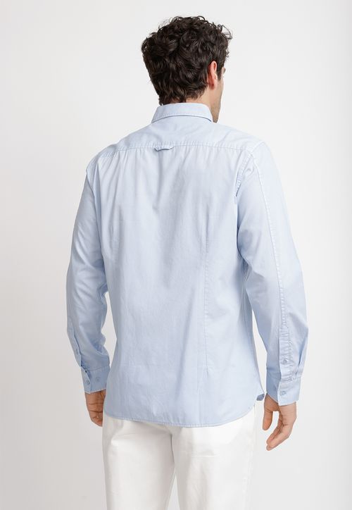 Camisa Lisa Algodón Basilio Celeste