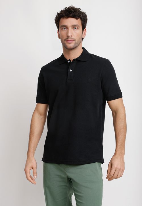 Polera Polo Pique Algodón Marini Negro