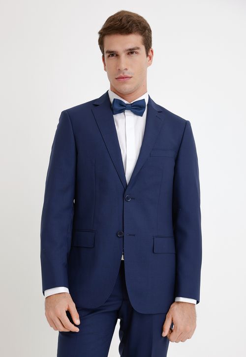 Chaqueta Formal Hombre Lana S100'S Liso Slim Perfect Suit Azulino