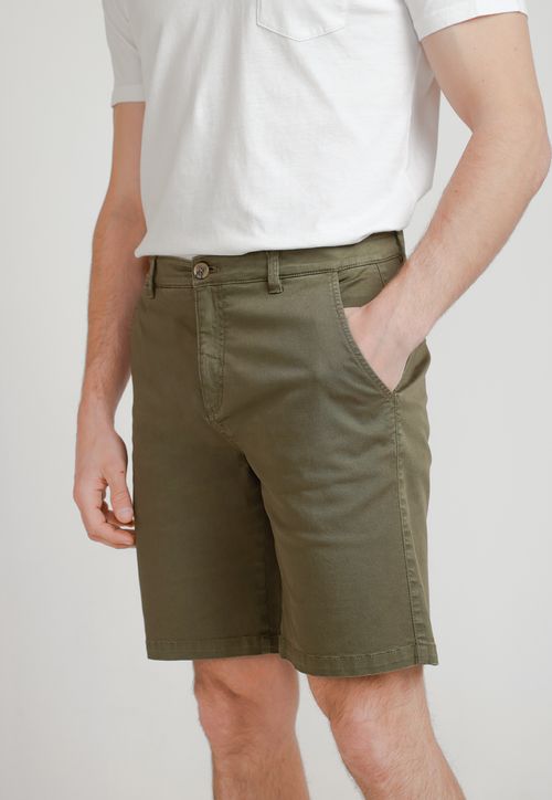 Bermuda Hombre Algodón Liso Slim Valerio Verde