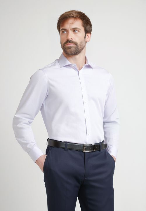 Camisa Formal Hombre Mezcla Algodón Slim Executive Lila
