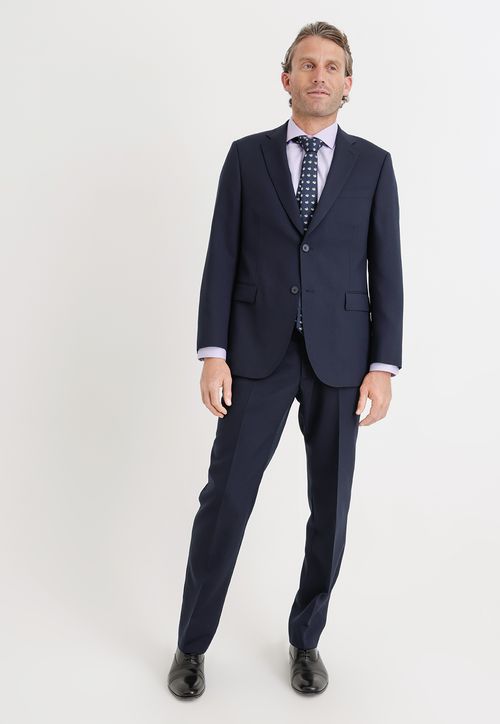 Traje Formal Hombre Mezcla Lana Fantasía Regular Executive Azul Marino