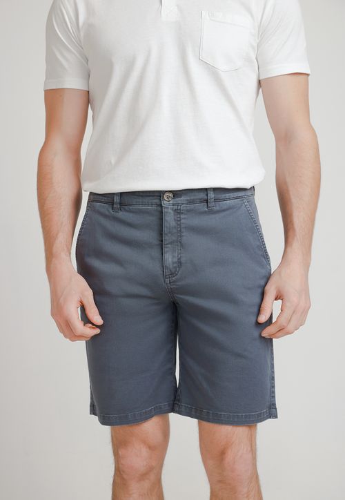 Bermuda Hombre Algodón Liso Slim Valerio Azulino