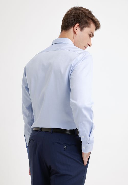 Camisa Formal Hombre Non Iron Algodón Liso Celeste