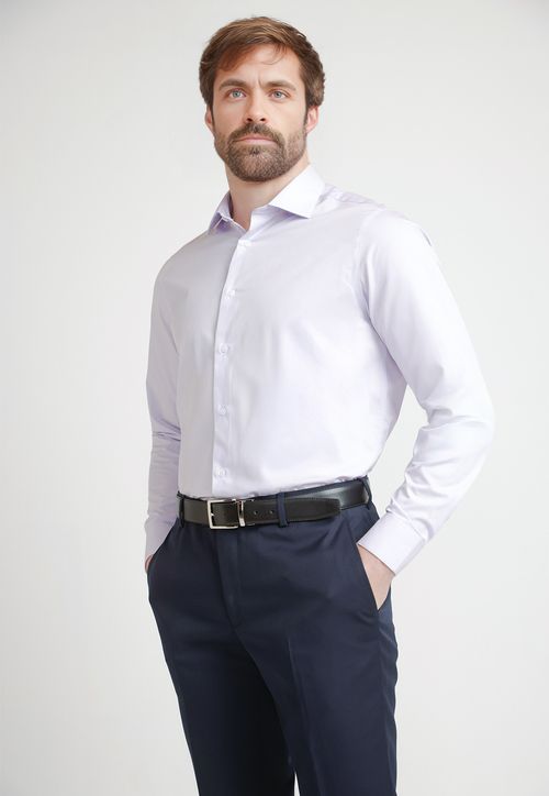 Camisa Formal Hombre Mezcla Algodón Slim Executive Lila