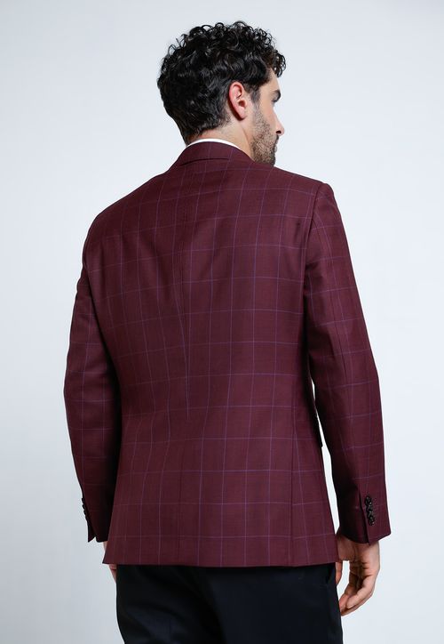 Chaqueta Hombre Formal Lana Slim Executive Burdeo