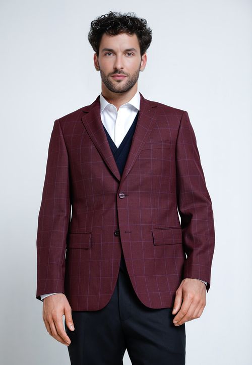Chaqueta Hombre Formal Lana Slim Executive Burdeo