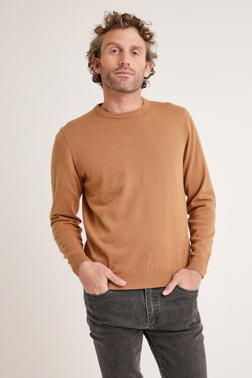 Sweater Hombre Algodón Slim Liso Phelps Tabaco