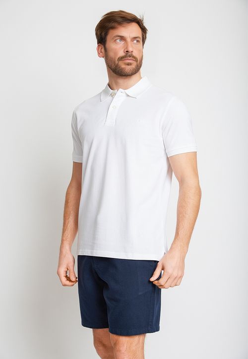 Polera Hombre Algodón Polo Regular Marini Blanco