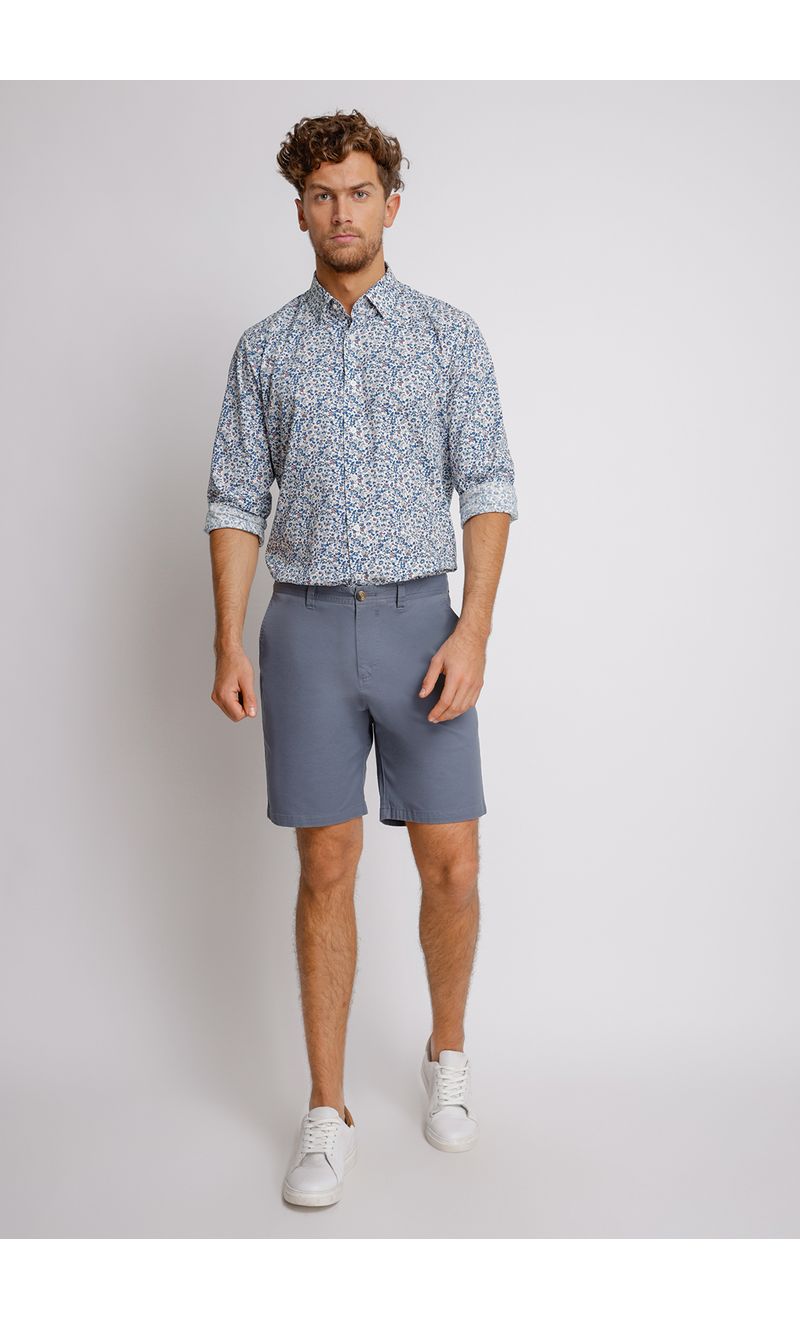 Shorts Casual Slim Fit Valerio Algodón Petróleo Trial Trial