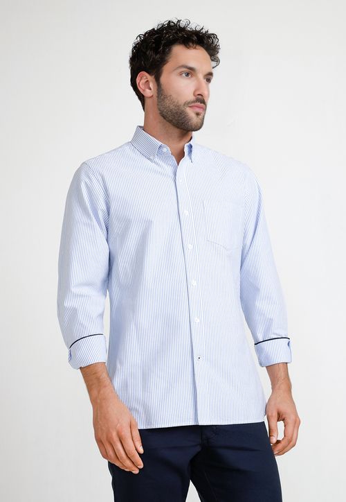 Camisa Rayas Hombre Beta Celeste