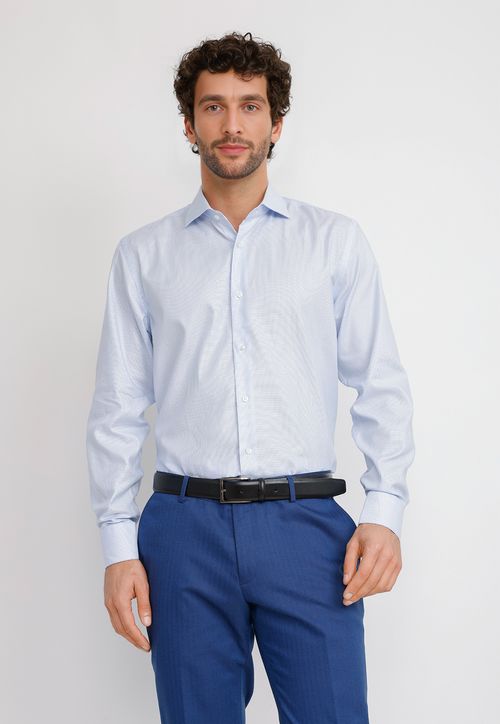Camisa Hombre Formal Algodón Vercelli Celeste